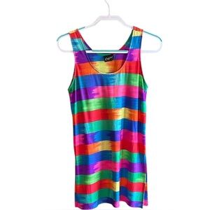 Cazimi vintage nylon multicolor tank style swim dress/coverup Sz P/S